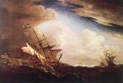 Monamy, Peter English ships beating to windward in a gale oil on canvas